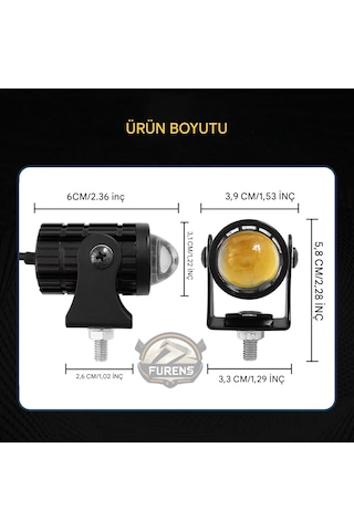 2 Adet Motosiklet Scooter Atv Uyumlu Mercekli Sis Farı Sarı-beyaz Çift Renk 12v 50w