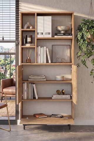 Yurudesign Ocean Ofis Klasör Dolabı Kitaplık 3 Kapaklı Metal Ayaklı Sepet On9b-s Kahverengi
