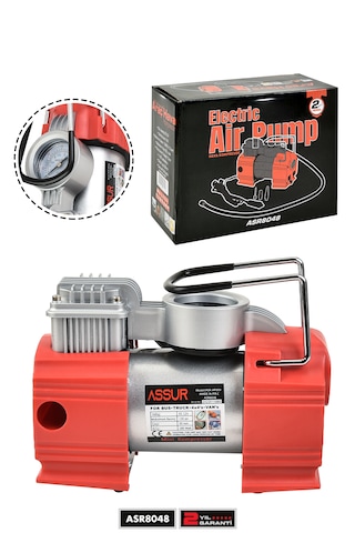Assur ASR8048 12V Çakmaklık Giriş 150psi Hava Kompresörü Kırmızı