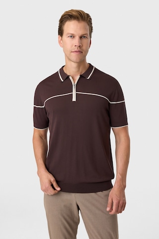 Back And Bond Kahve Regular Fit Fermuarlı Polo Yaka Triko Tişört