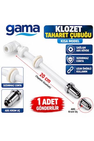 Klozet Taharet Çubuğu Kısa Tip Plastik Abs Krom Uçlu Toplam Uzunluğu : 20 Cm Ölçerek Alınız Beyaz