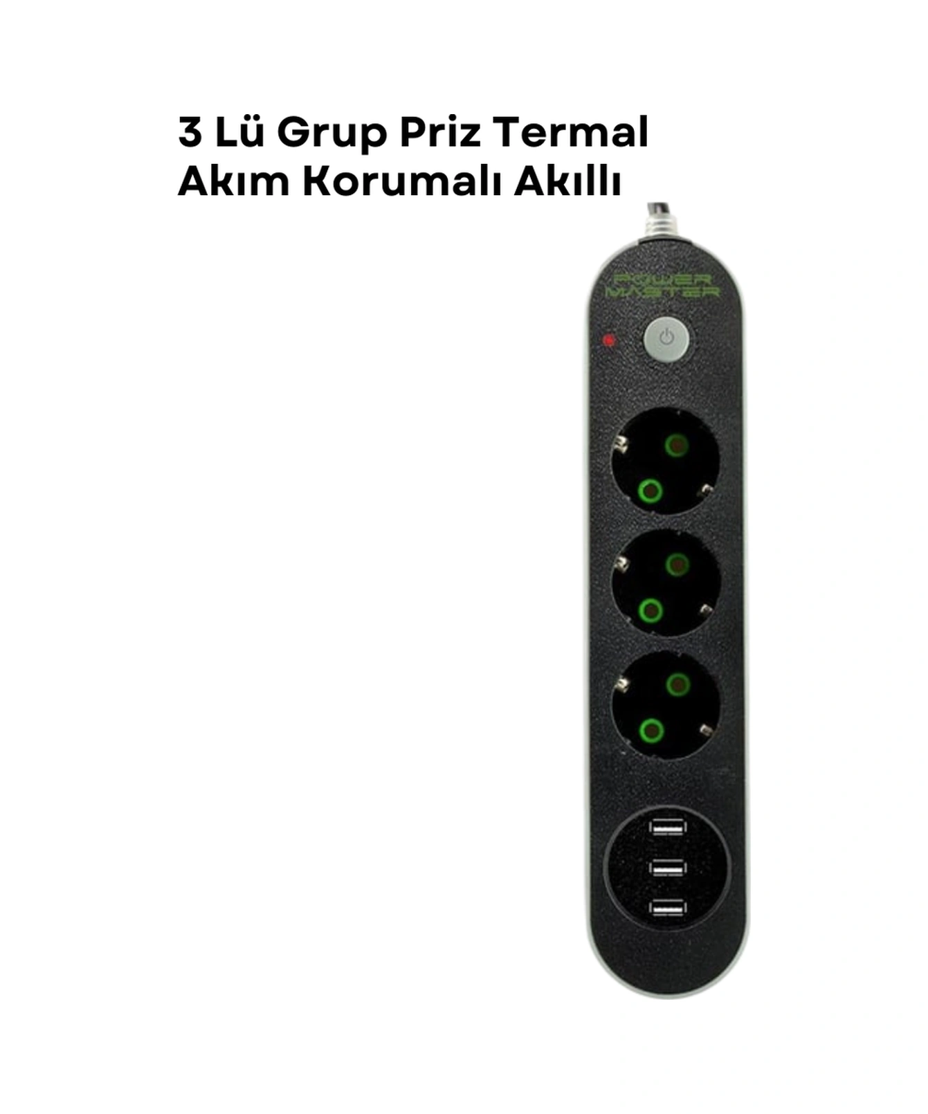 3 Usb Portlu Üçlü Priz Cxe103 Siyah