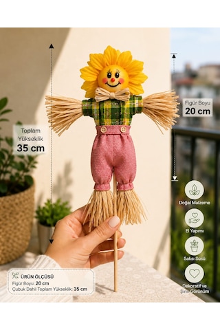 2'li Karışık Korkuluk Saksı Süsü Dekoratif Bahçe Ve Balkon Dekoru 35 Cm