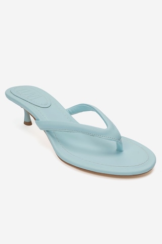 Luvi Shoes Norell Bebe Mavi Cilt Parmak Arası Kadın Topuklu Terlik