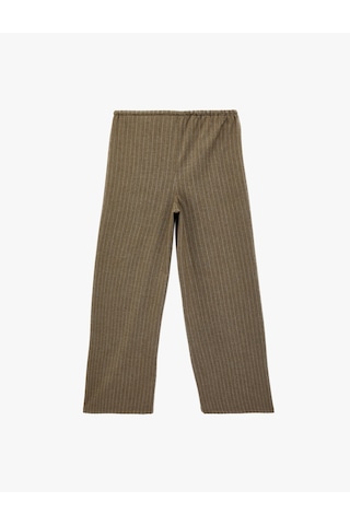 Koton Beli Bağcıklı Geniş Paça Çizgili Pantolon Gri Çizgili 6sak40242pw Gri