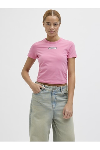 Jack & Jones Kadın Bisiklet Yaka Baskili Tişört - Gigi - 12268775 Morning Glory