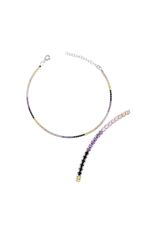 Azuris Silver Azuris Silver 925k Gümüş 1,5 Mm Renkli Su Yolu Bileklik Gümüş