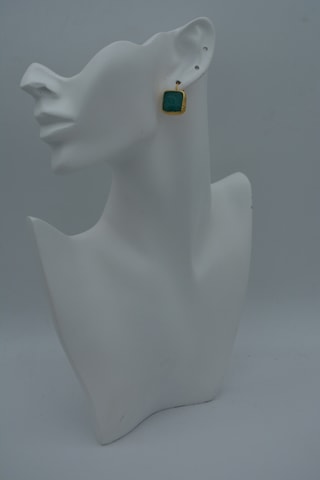Stoneage Jade Taşli El Yapimi Küpe Altın