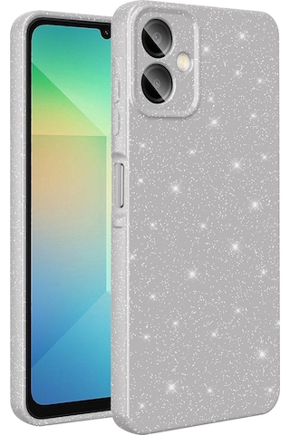Galaxy A06 Uyumlu Kılıf Kamera Korumalı Simli Lüks Sys Koton Kapak - Gümüş Gümüş