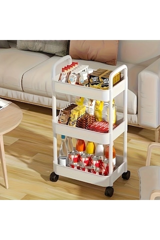 Elmpaly Siyah 3 Katlı Kilitli Tekerlekli Çok Amaçlı Katlanır Organizasyon Arabası