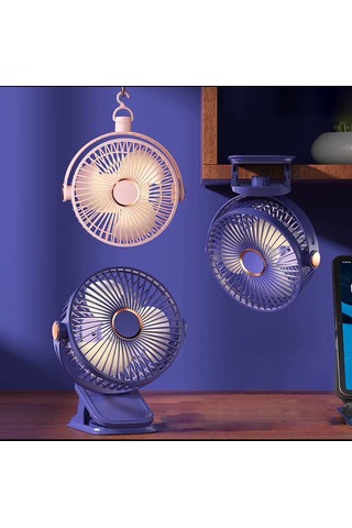 Yüksek Performanslı Pratik Taşınabilir Şarjlı Işıklı 5 Kademeli Masaüstü Fan Laciver Vnt-02