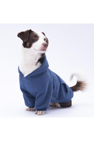 Lacivert Kanguru Cepli Kedi-köpek Hoodie- Sweatshirt Kedi Köpek Kıyafeti
