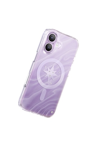 İphone 17 Kılıf M-safe Özellikli l Swarovski Taşlı Zore Paris Rovix Sert Pc Kapak Açık Mor