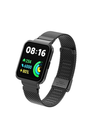 Xiaomi Redmi Watch 2 Lite Uyumlu Krd-66 Metal Mkst Kordon-siyah
