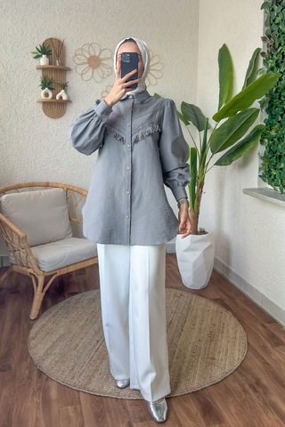 Dparis Dantel Detaylı Gömlek