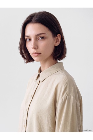 Lcw Modest Bej Oversize Modal Karışımlı Kadın Gömlek Tunik