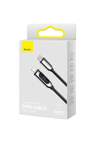 Baseus CATLSK-01 20W Dijital Göstergeli Type-C Lightning Hızlı Şarj Kablosu 1 M