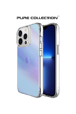 Bix Apple Uyumlu iPhone 13 Pro Max Pure Rainbow Renk Geçişli Şeffaf Kılıf Çizilmeye Dayanıklı Darbe Emici Parmak İzi Önleyici Mavi