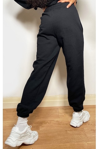 Plt Design Eşofman Takımı Sweatshirt Jogger - Siyah Baskılı Oversize Şardonlu Bisiklet Yaka Siyah