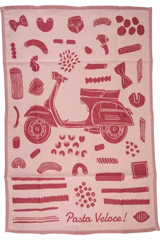 Vespa Desenli Mutfak Havlusu - Pasta Veloce Kırmızı / Sıp Görseldeki Renk