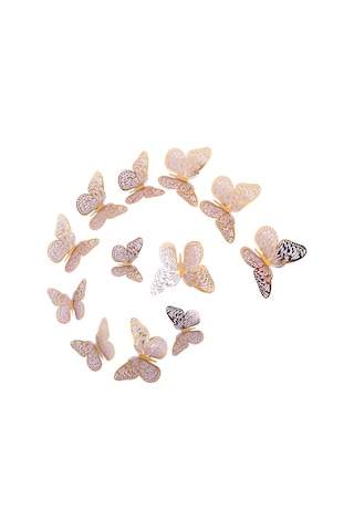 Tenfowee Altın 3d Kelebek Duvar Sticker, Ev Dekorasyonu, Salon & Çocuk Odası, Dıy Şekillendirilebilir, Parlak Kağıt Malzeme, 12 Adet Altın