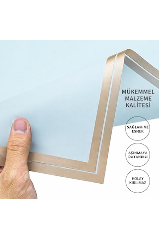 Çiçek Buket Kağıdı, Altın Kenarlı Çiçek Ambalaj Kağıdı, Mat Opp 58x58 Cm - 5 Adet, Bulut Mavisi