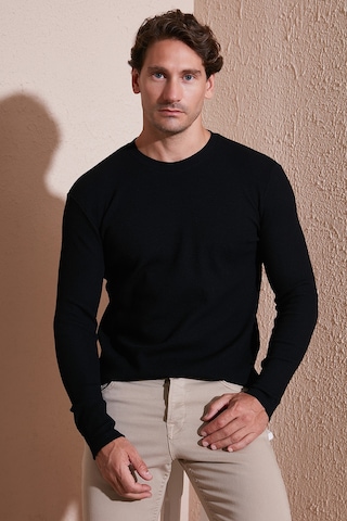 Buratti Pamuklu Bisiklet Yaka Slim Fit Basic Erkek Sweat 5905073 Siyah