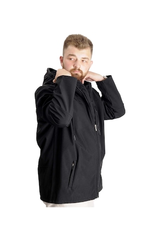 Mode Xl Erkek Softshell Parcalı Kapsonlu Mont 21235 Siyah 001