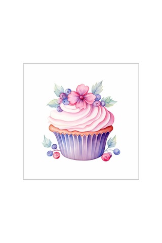Çiçekli Cupcake Duvar Stickerı Renkli