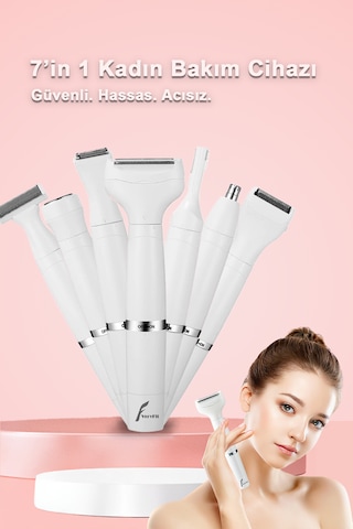Kadın Tıraş Makinesi, 7' İn 1 Usb Şarj Edilebilir, Yıkanabilir, K