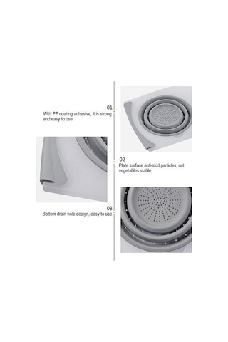 Mutfak Masası Esnek Kesme Tahtası Silikon Katlanır Tahliye Sepeti Pişirme Depolama Mutfak Eşyaları Çıkar Kevset Seti Çizme Blokları Açık Gri