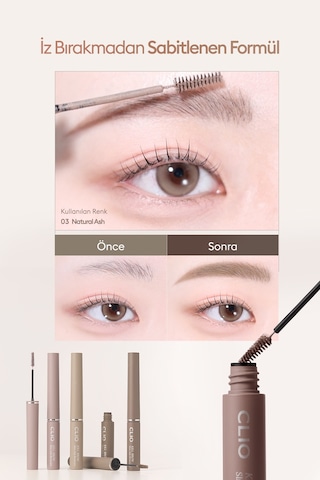 Ultra İnce Fırçalı, Yoğun Pigmentli Kaş Maskarası Clıo Kill Brow Slim Ash Browcara 03 Natural Ash 69423735