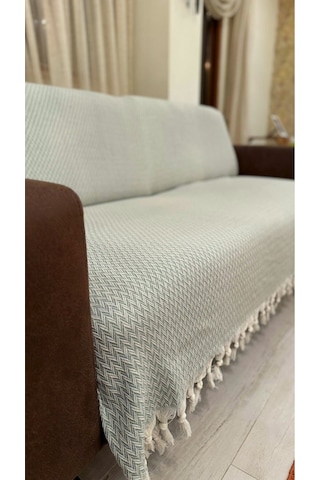 Lunga Vita Başak Desen Dokuma %100 Pamuklu Çok Amaçlı Pike Koltuk Örtüsü 180x230 Fıstık Yeşili