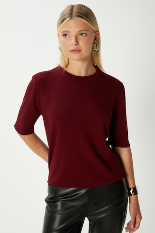 Ritnice Viscose Doku Next Premium Selection Bordo Yarım Kol Triko Kazak Bordo