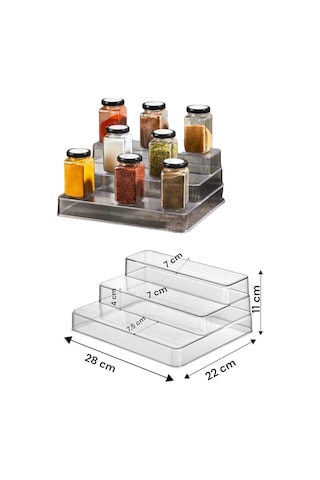 3 Merdivenli Pleksi Stand Baharatlık Standı Kozmetik Standı Sadece Stand Çok Renkli