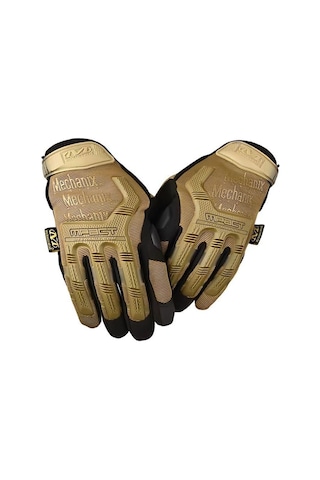 Single Sword Mechanix Tam Parmak Taktik Eldiven, Darbe Emici İş Eldiveni, Dokunmatik Özellikli Motosiklet&spor Eldiveni, Unisex Xl-bej