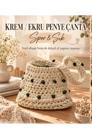 Ekru / Krem Renkli Penye Çanta