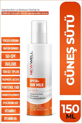 New Well Yüksek Koruyucu Güneş Sütü SPF50+ 150 ML