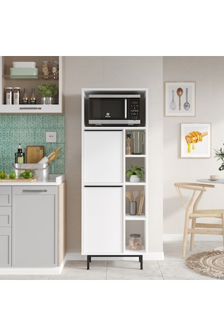 Robin Home Lidya Mutfak Kiler Dolabı Mikrodalga 2 Kapaklı Raflı M