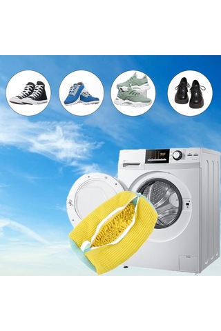 Qingmipy Sarı Renkli Ayakkabı Yıkama Çantası - Dayanıklı Poliester, Makine Yıkamada Hasarı Önler, Otomatik Kilitleme Rezipak, Çok Amaçlı Kullanım Sarı