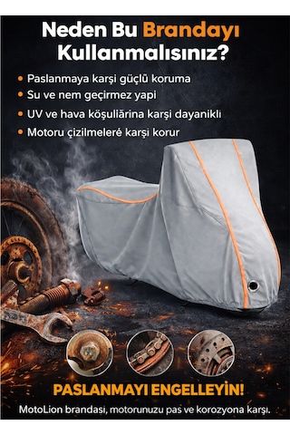 Rks Nr200 Topcaseli Gri-turuncu Dikişli Kilitli Motor Brandası