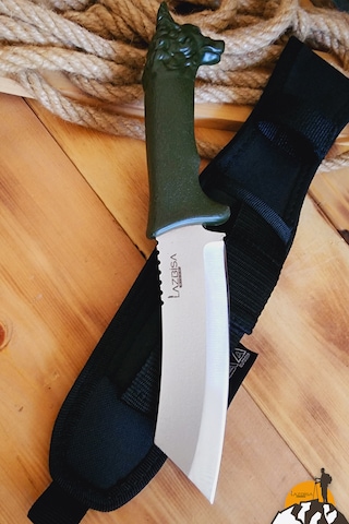 İşlemeli Tpe Sap Outdoor Kamp Bıçağı Çakısı Kılıflı Kmi-540 Haki