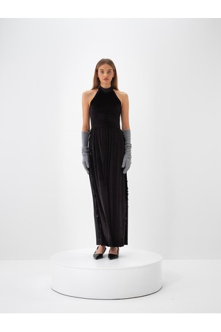 Xint Siyah Oversize Kadife Elbise 286223