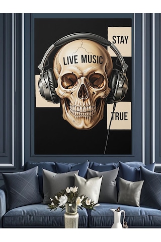 Karizma Tablo Kulaklıklı Canlı Müzik Posteri Dekoratif Kanvas - Mdf Ahşap Tablo