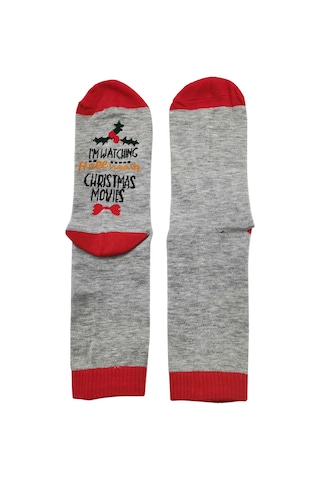 Neevoyu Erkek Kadın Kullanıma Uygun Kumaş Noel Çorabı - Nefes Alıcı, Ter Emici, Dayanıklı Tek Çift Kırmızı Kırmızı