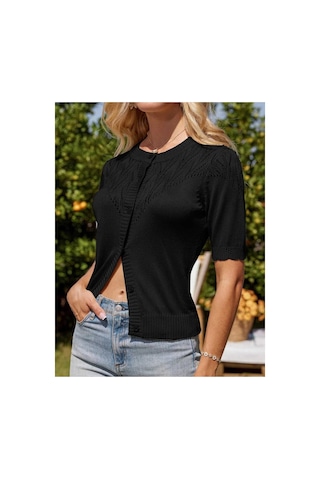 Youknitwear You Wanda %100 Pamuk Triko Hırka Siyah