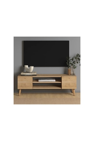 Etna Tamamı Mdf Tv Ünitesi Safir Meşe 120 Cm Kahverengi