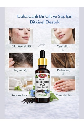 Safvital Çörekotu Yağı %100 Saf Bitkisel Bakım Yağı 20 Ml Cilt Saç Güçlendirici Doğal Yağ