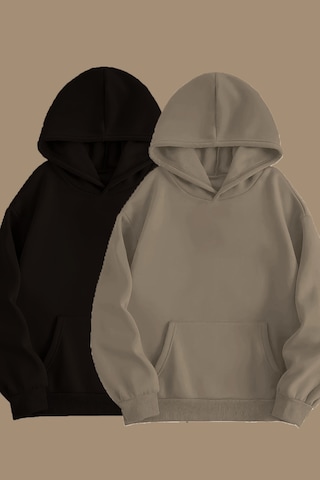 Blackjack Giyim Unisex Gri Siyah 2'li Kapüşonlu Oversize Sweatshirt Hoodie Siyah-bej Blackjack Giyim Unisex Gri Siyah 2'li Kapüşonlu Oversize Sweatshirt Hoodie Siyah-bej