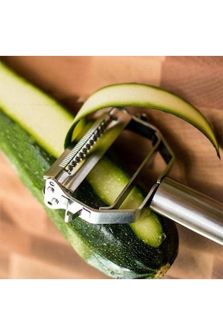 Monyee Çift Fonksiyonlu 430 Çelik Zeytin Slicer - Hızlı Sebze Meyve Soyucu Ve Julienne Dilimleyici, Kolay Kullanım, Keskin Bıçak Gümüş